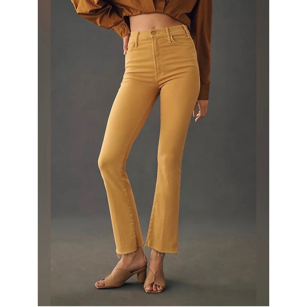 Mother The Hustler High-Rise Ankle Fray Jeans Second Chance Khaki Women Size 25